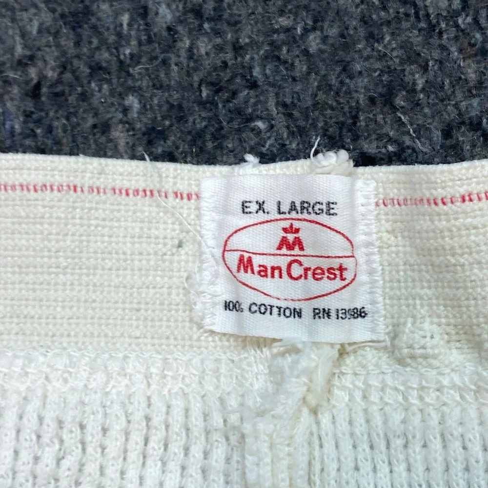 ManCrest Thermal Pants‎ Mens XL White Vintage Waffle Knit Cotton Grunge Retro